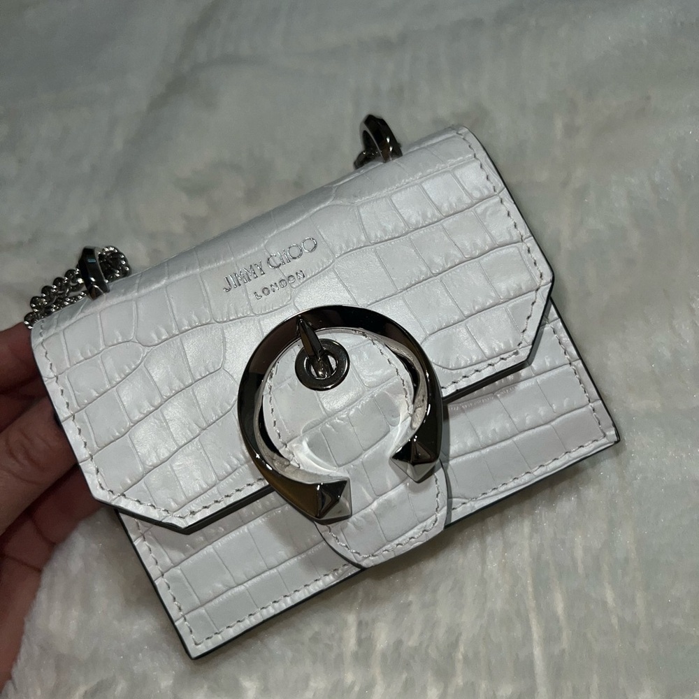 Jimmy Choo White Croc-Embossed Bag